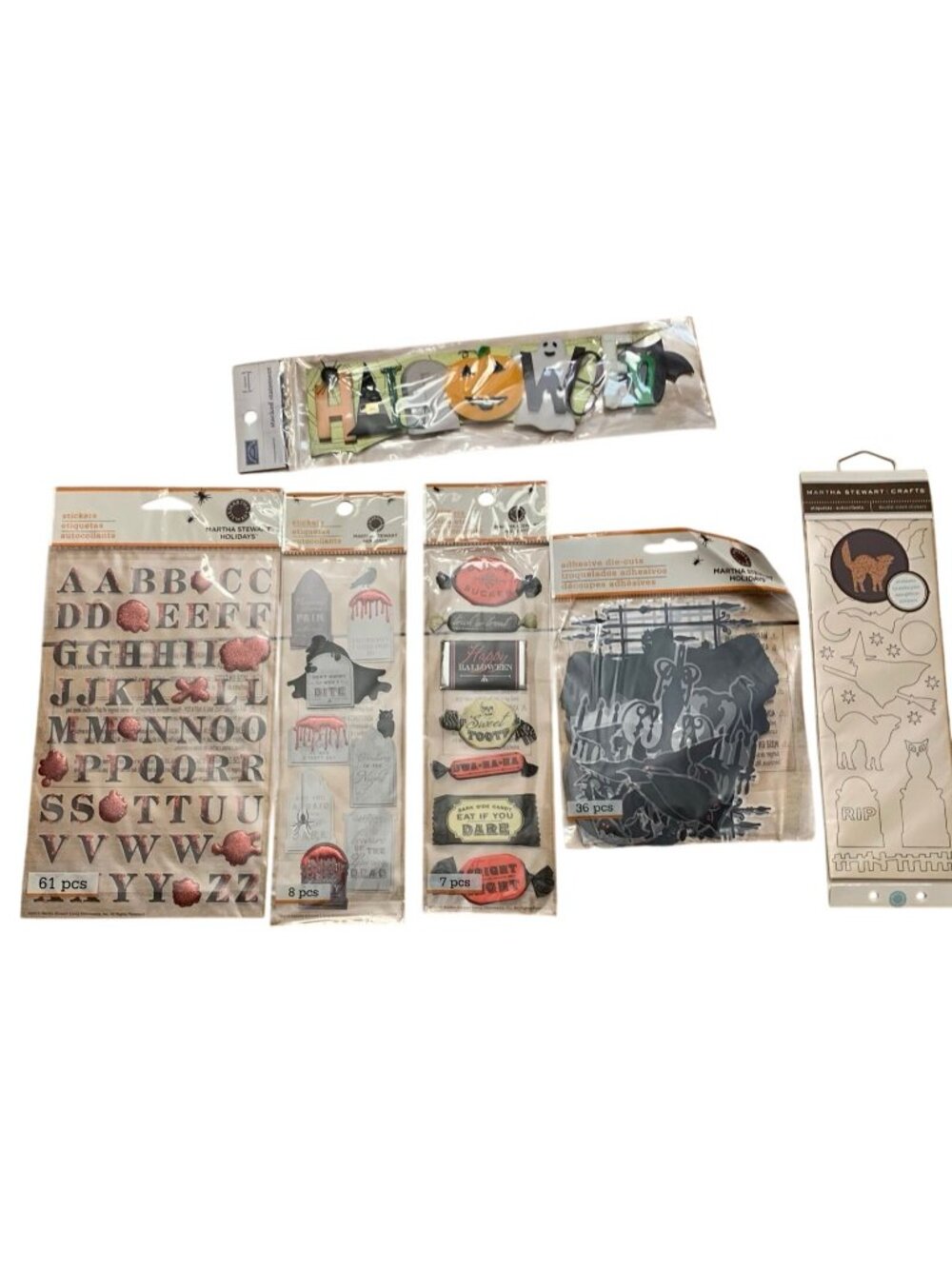 NWT Martha Stewart Halloween Sticker Die-Cut Set 6 Packs Adhesive Accents Crafts